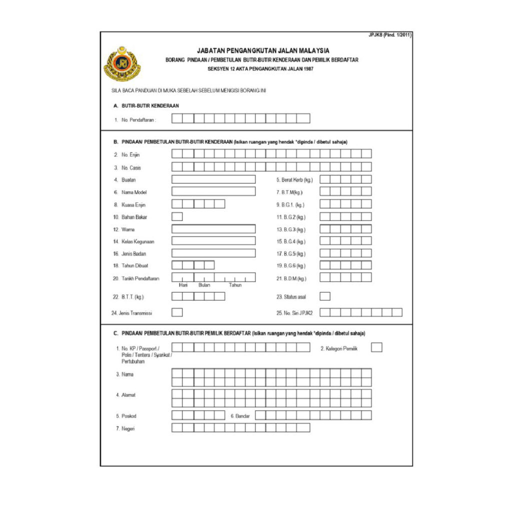 Borang JPJ K8 boleh dimuat turun terlebih dahulu bagi mengelakkan kesesakan di JPJ